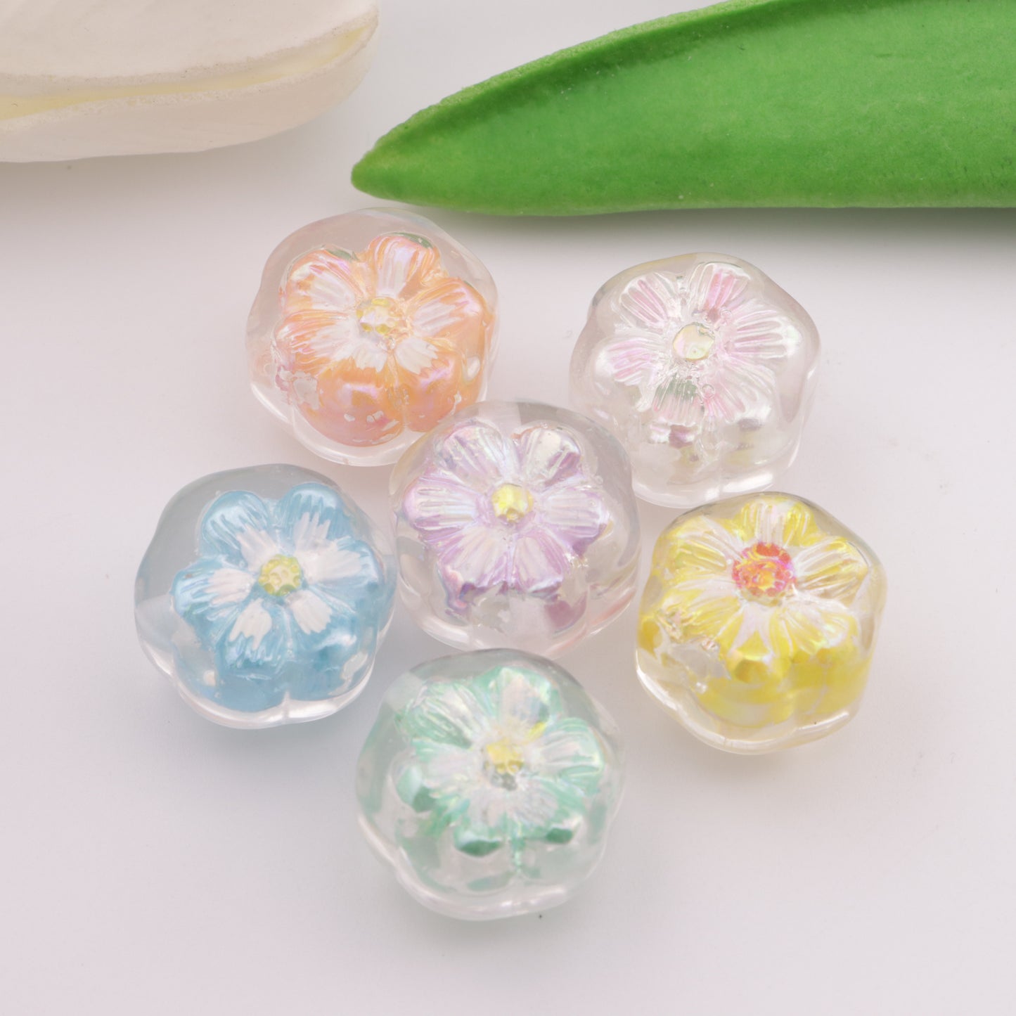 FS3752- Hand - painted Oil Painting Flowers And Resin Beads