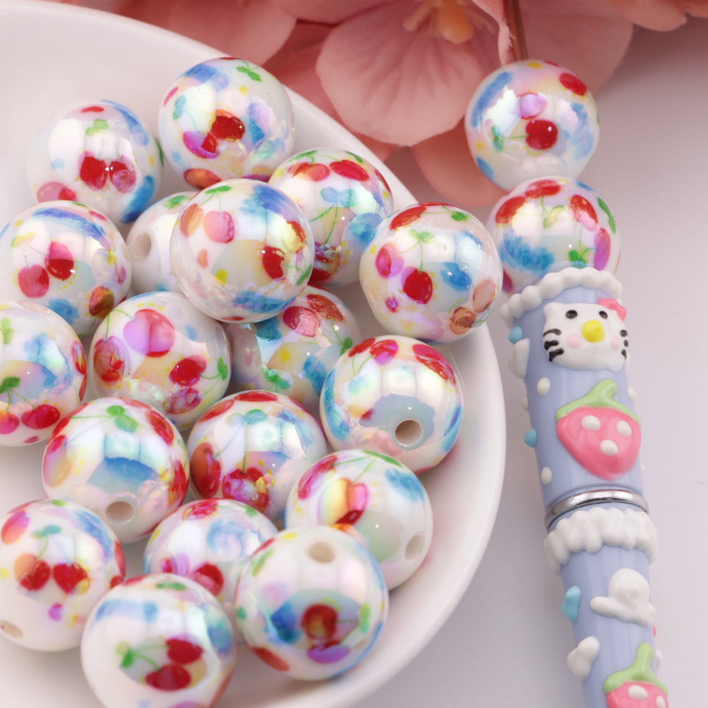 FS0421- 16mm Cherry Printed Beads
