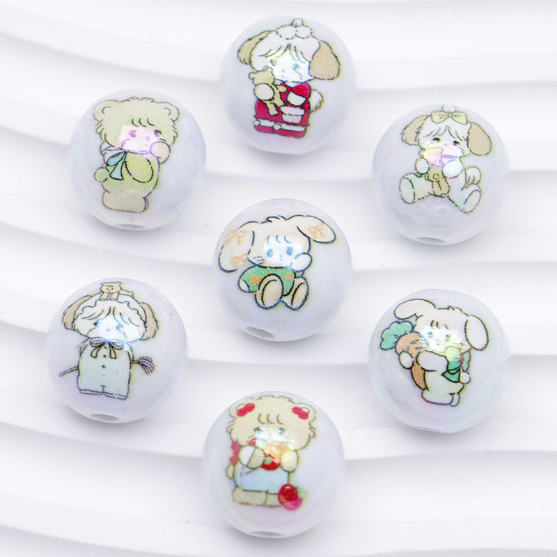 FS4259- Solid Color Mikoo Acrylic Printed Beads 16mm