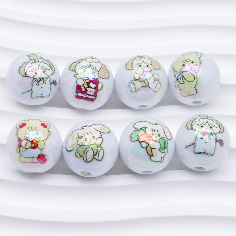 FS4259- Solid Color Mikoo Acrylic Printed Beads 16mm
