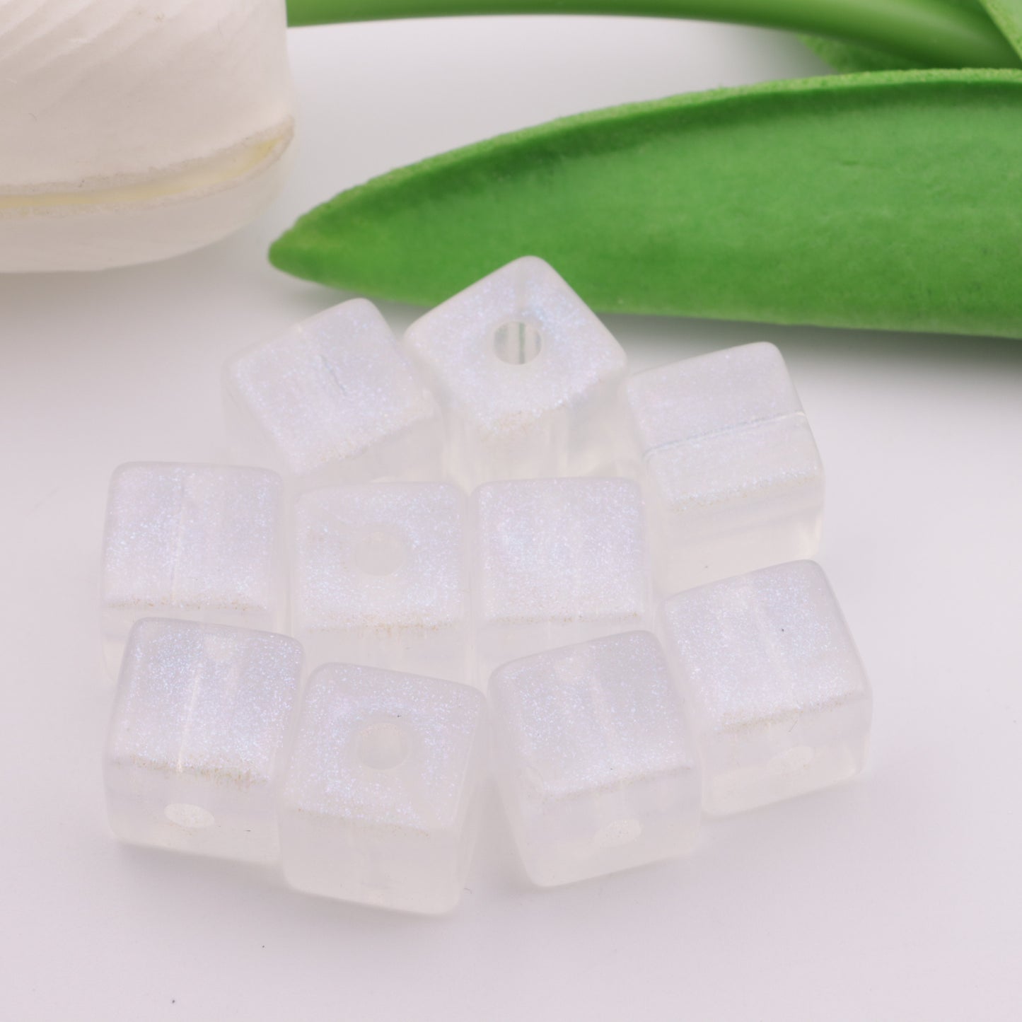 FS3825- 12✕12mm Thin Glitter Transparent Acrylic Cubes