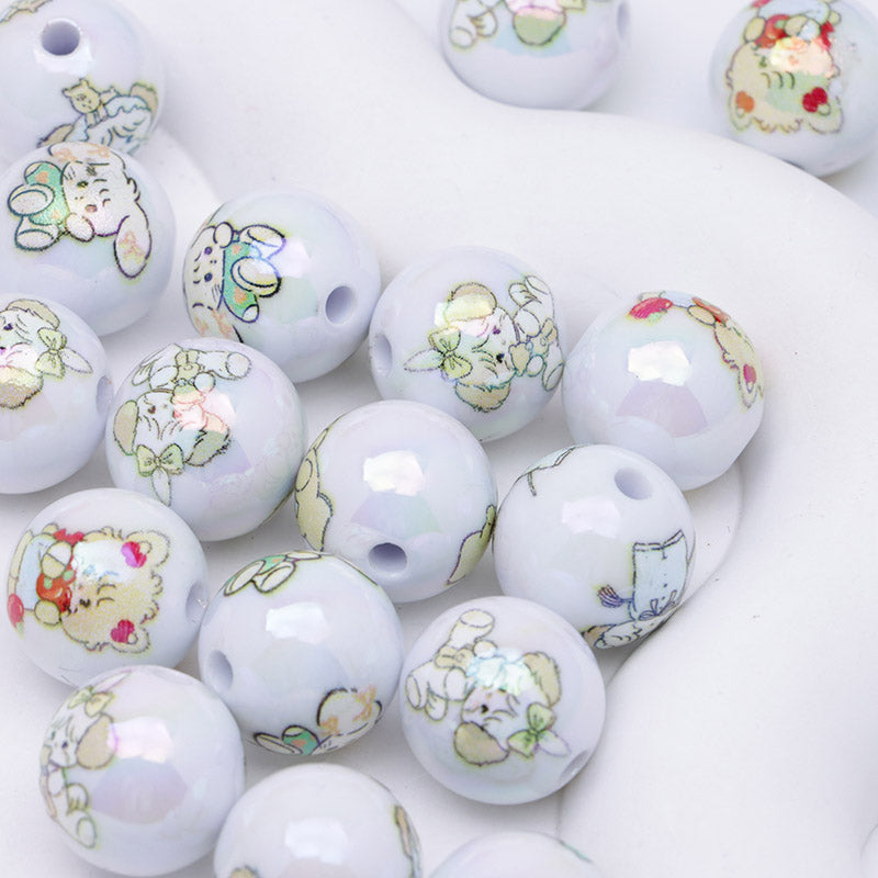 FS4259- Solid Color Mikoo Acrylic Printed Beads 16mm