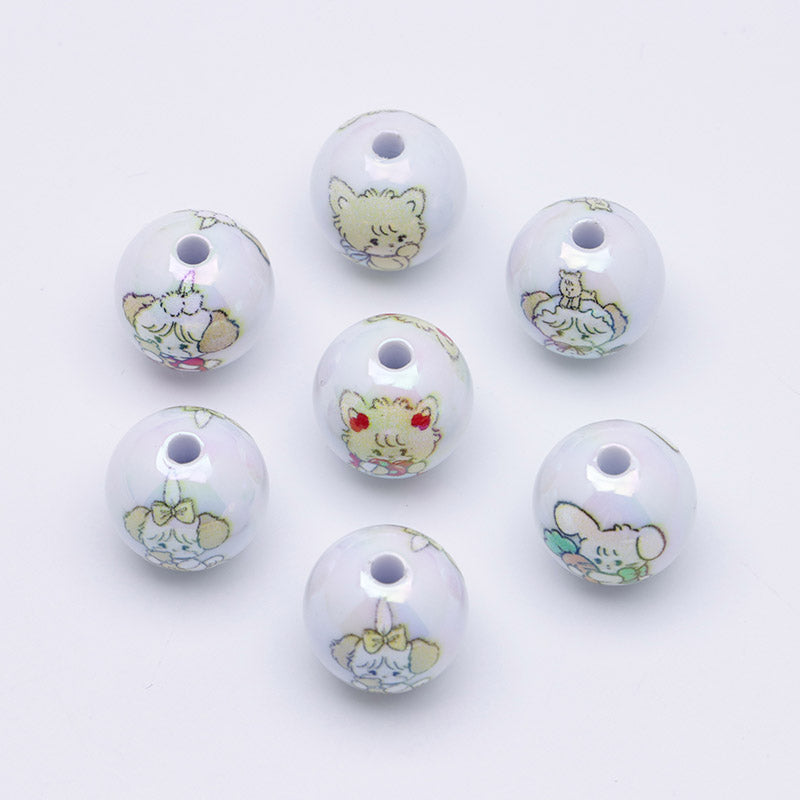 FS4259- Solid Color Mikoo Acrylic Printed Beads 16mm