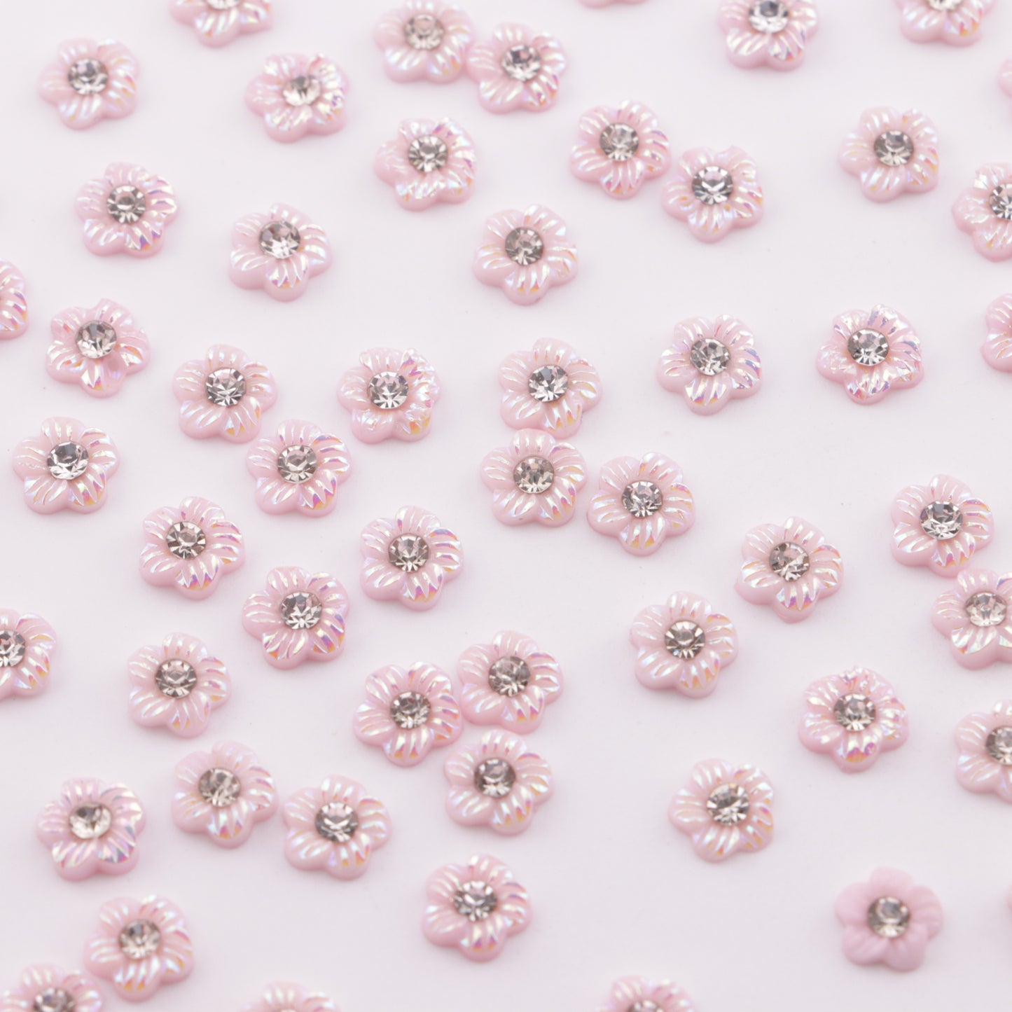 FS5679- 6mm UV 5-Petal Small Flower Charms With Diamonds
