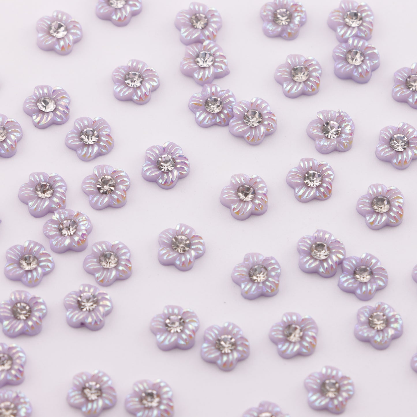 FS5679- 6mm UV 5-Petal Small Flower Charms With Diamonds