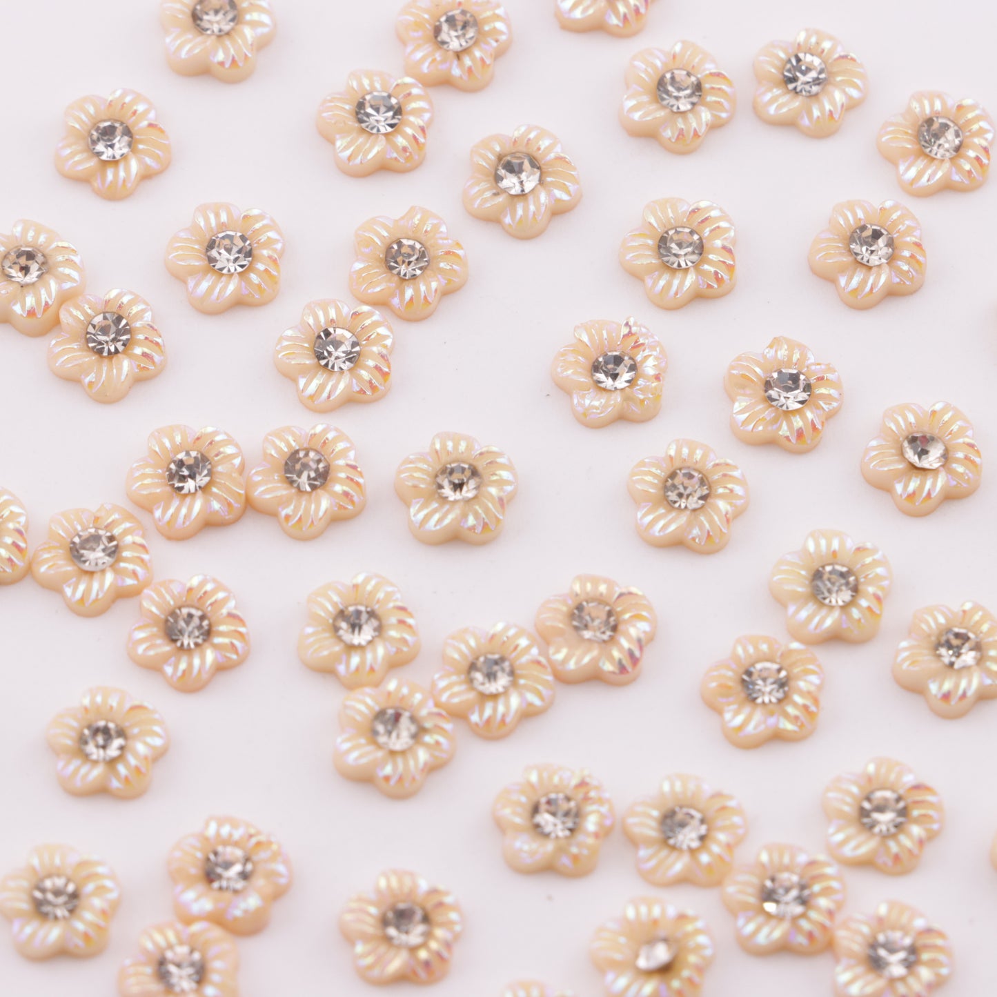 FS5679- 6mm UV 5-Petal Small Flower Charms With Diamonds