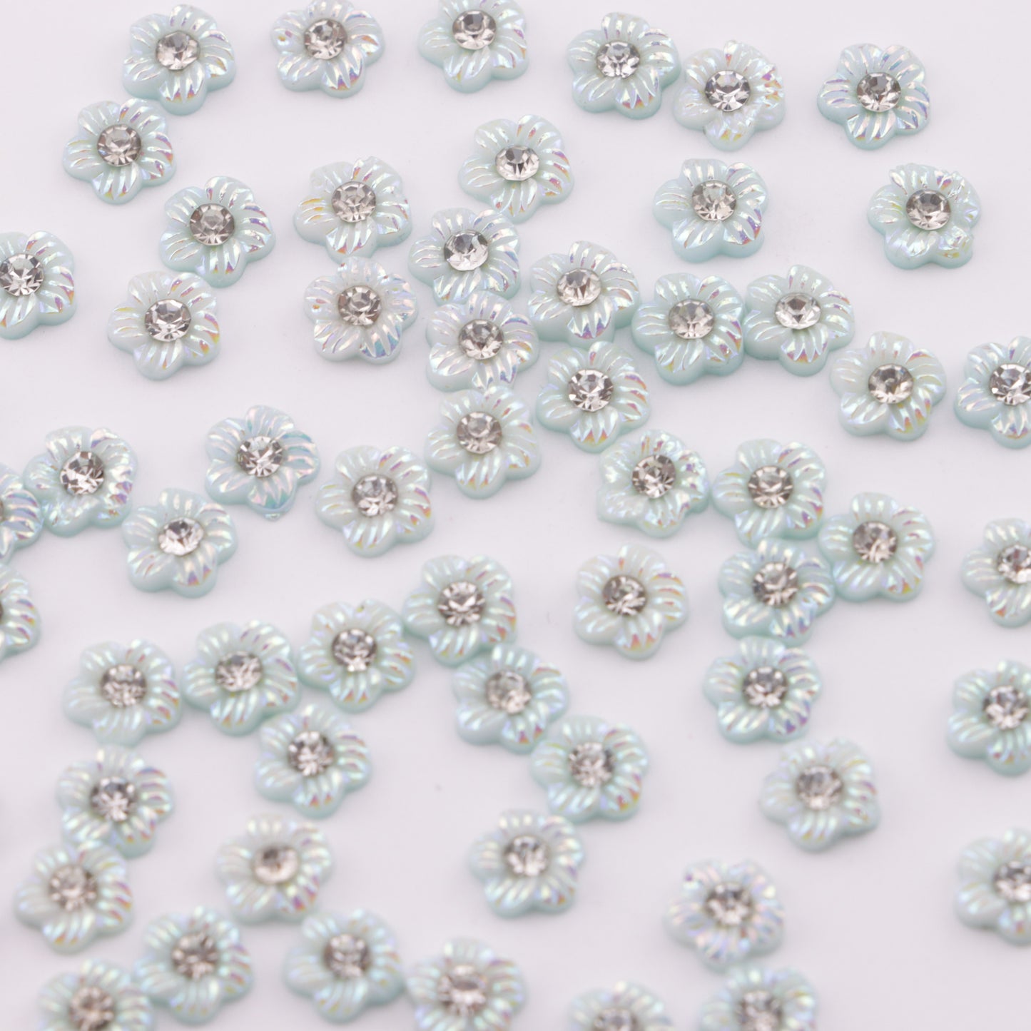 FS5679- 6mm UV 5-Petal Small Flower Charms With Diamonds