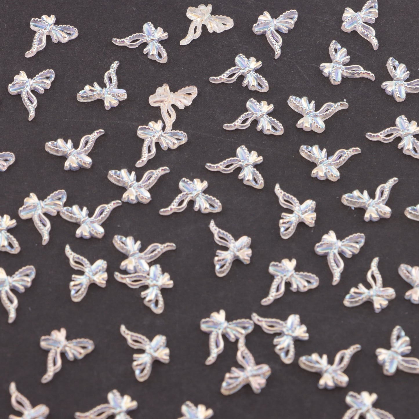 FS5568- AB White Bows Charms Colorful Electroplated Color Bow Stickers
