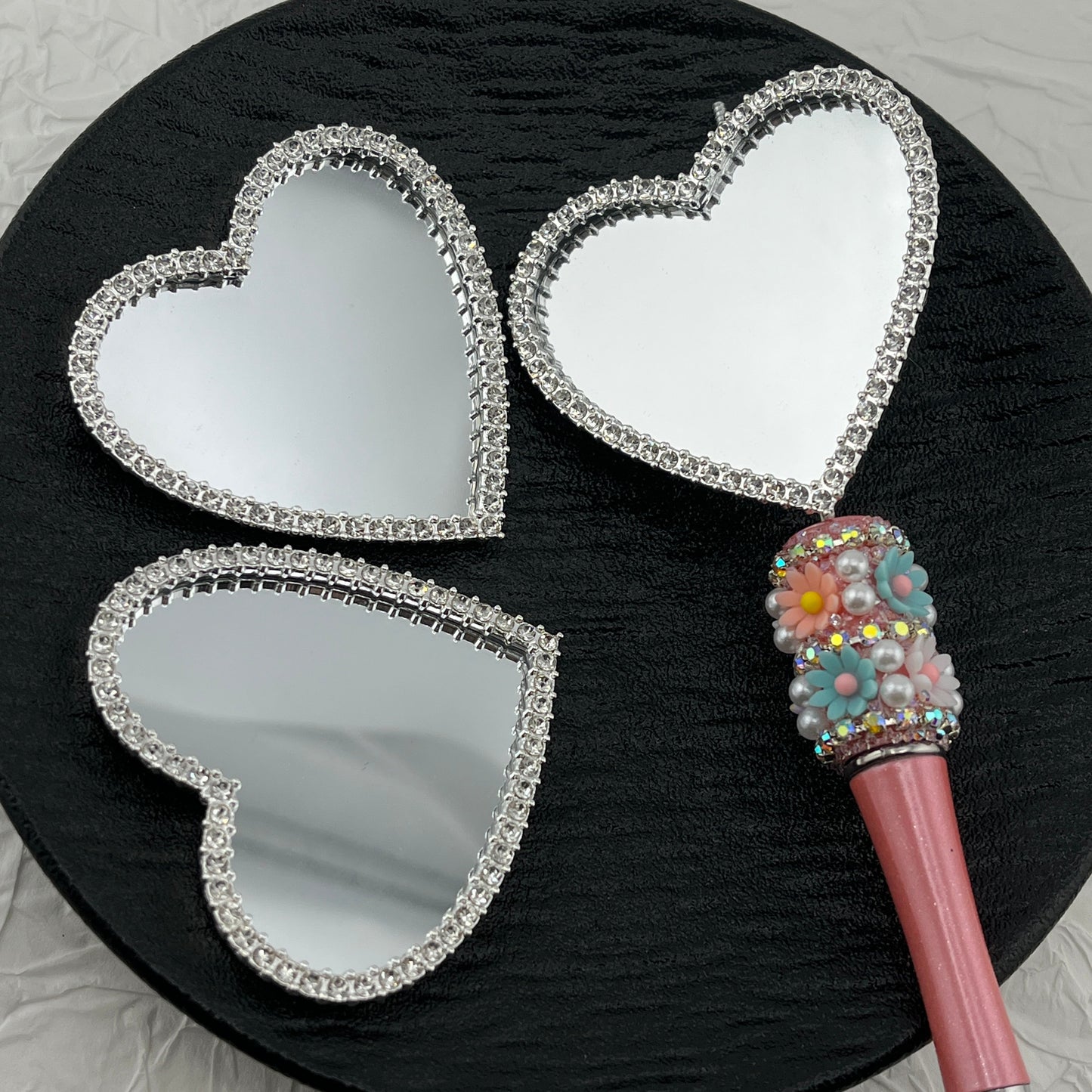 FS2599-57¡Á57mm Sliver Heart Mirror Alloy Patch For Making Fancy Beads