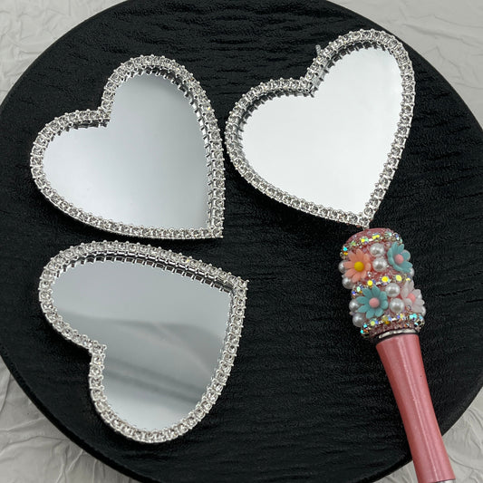 FS2599-57¡Á57mm Sliver Heart Mirror Alloy Patch For Making Fancy Beads