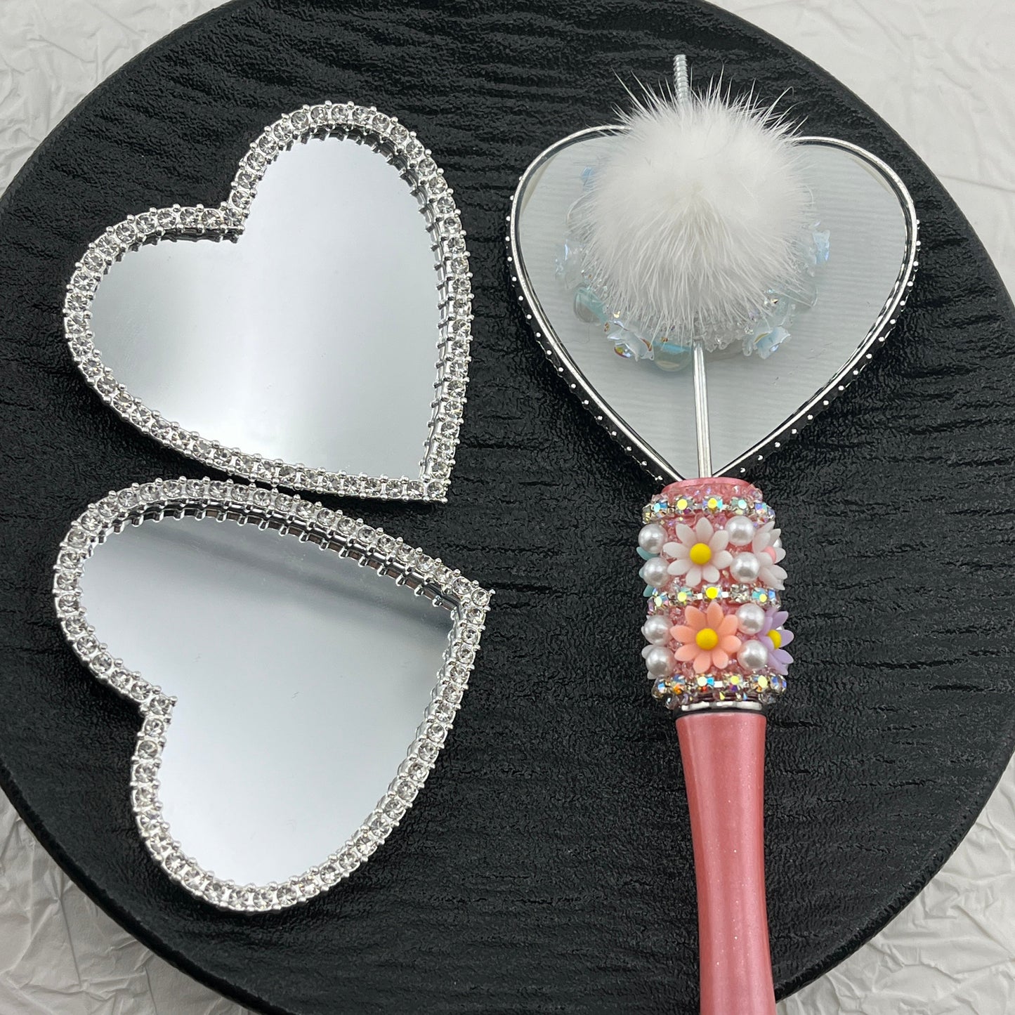 FS2599-57¡Á57mm Sliver Heart Mirror Alloy Patch For Making Fancy Beads