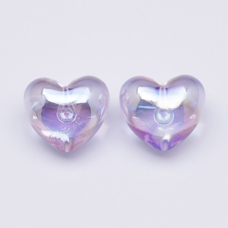 FS5131- UV Clear Color Heart Pendant Beads Translucent UV Half-Hole Heart Beads Beads Charms