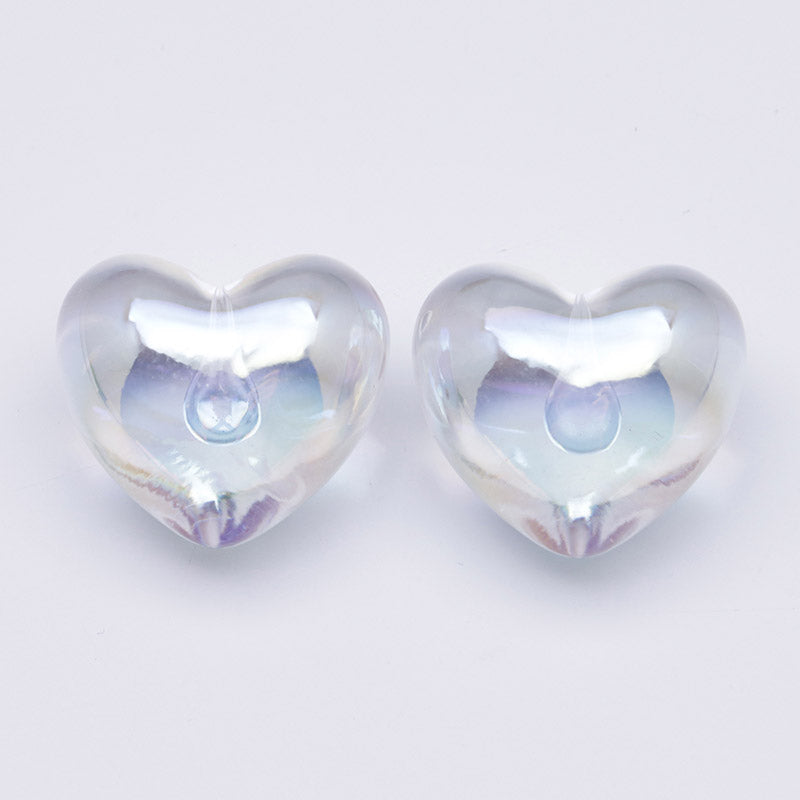 FS5131- UV Clear Color Heart Pendant Beads Translucent UV Half-Hole Heart Beads Beads Charms