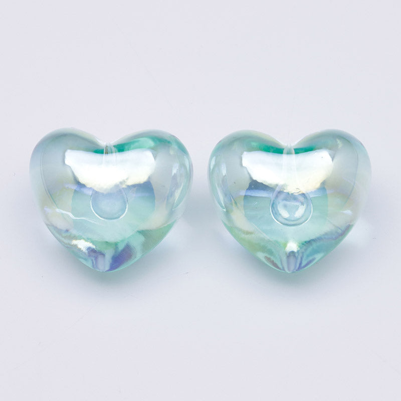 FS5131- UV Clear Color Heart Pendant Beads Translucent UV Half-Hole Heart Beads Beads Charms