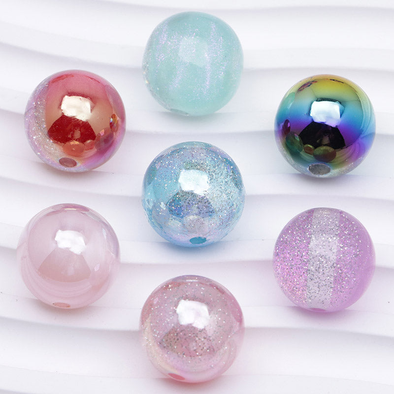 FS1247- 16Mm UV Fine Glitter Gradient Acrylic Beads