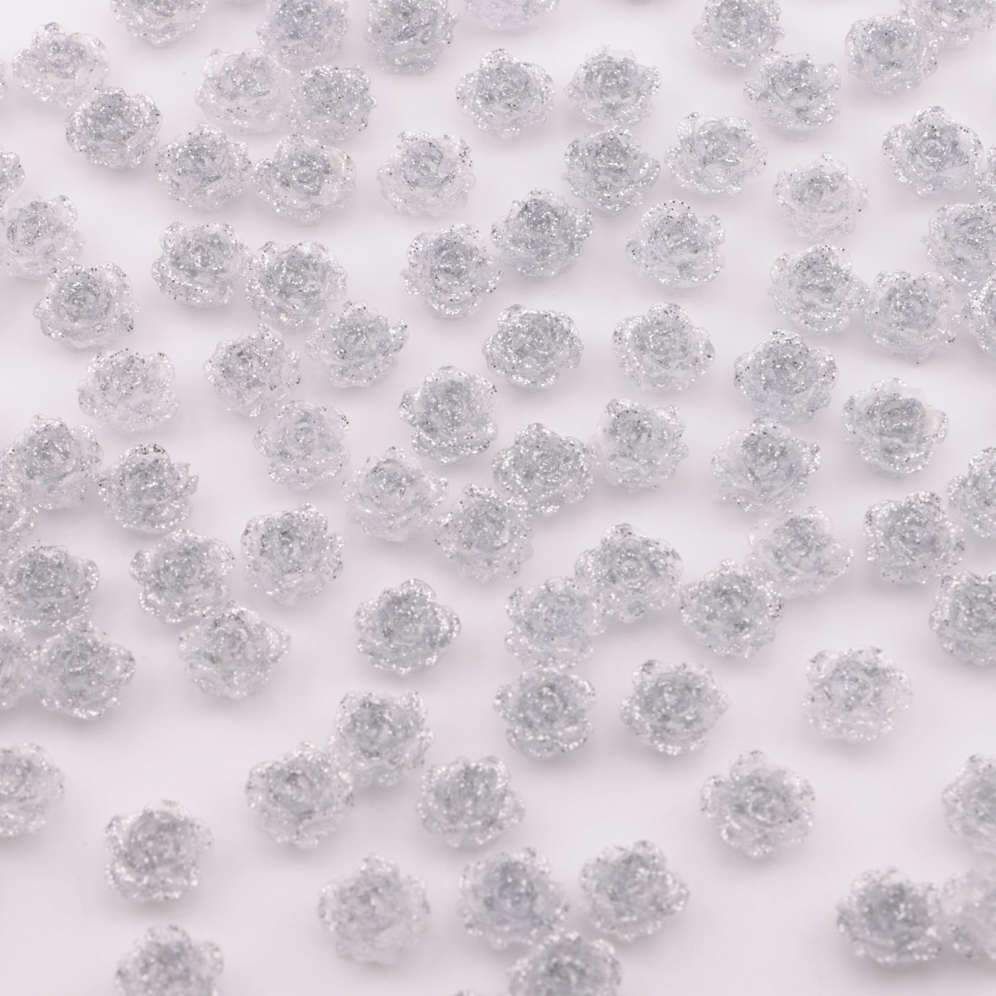 FS5471- 10mm Gray Fine Glitter Soft Flower Charms Soft Flower Patches Luminous