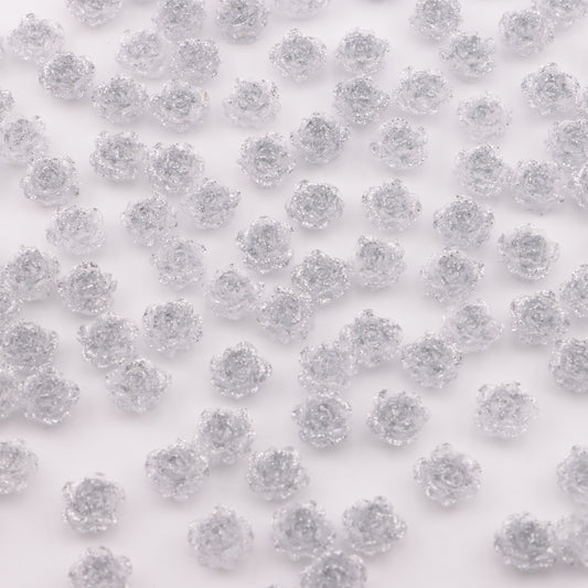 FS5471- 10mm Gray Fine Glitter Soft Flower Charms Soft Flower Patches Luminous