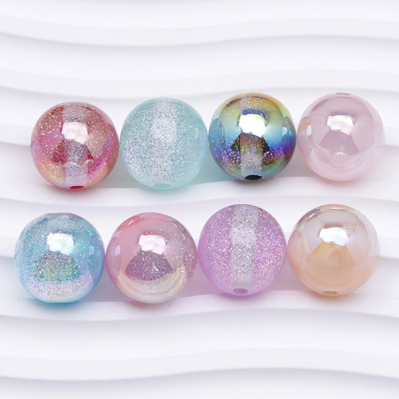 FS1247- 16Mm UV Fine Glitter Gradient Acrylic Beads