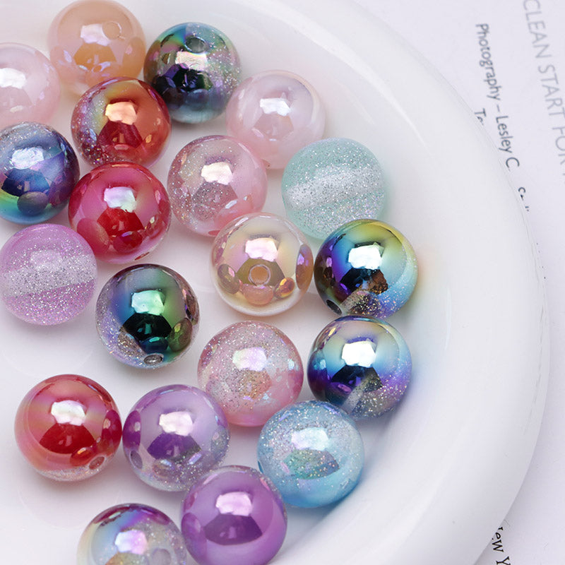 FS1247- 16Mm UV Fine Glitter Gradient Acrylic Beads