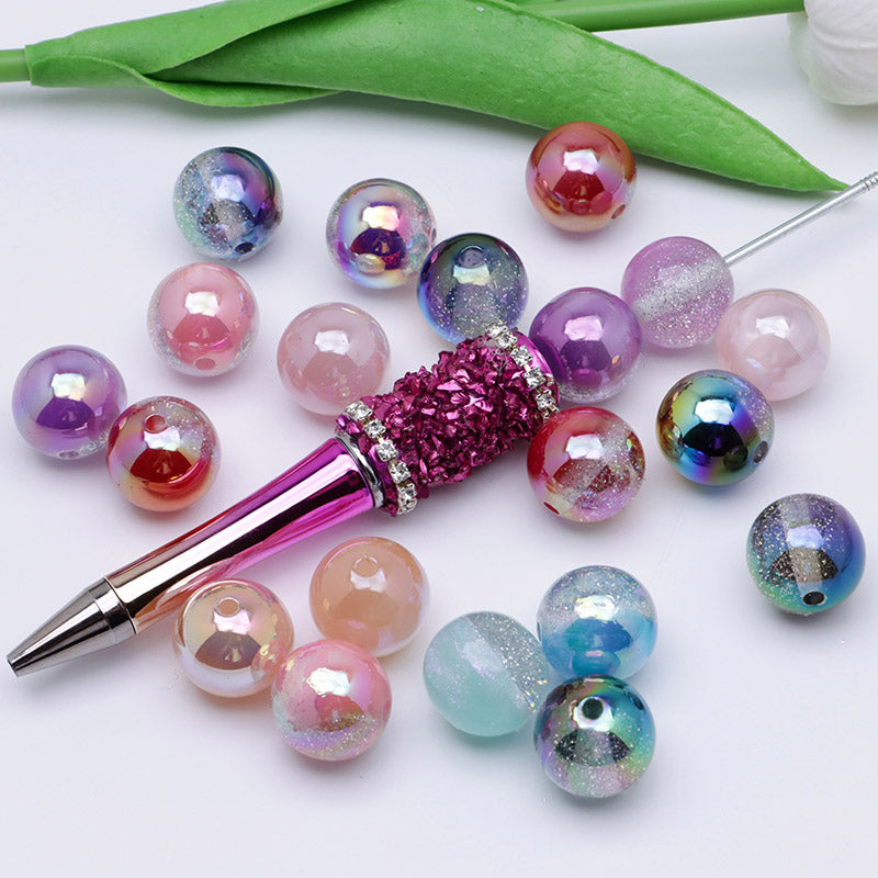 FS1247- 16Mm UV Fine Glitter Gradient Acrylic Beads
