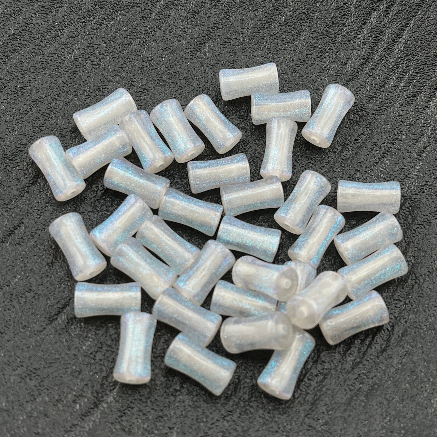 FS2154- 6×12Mm Milky Way Fine Glitter Bamboo - Joint Beads
