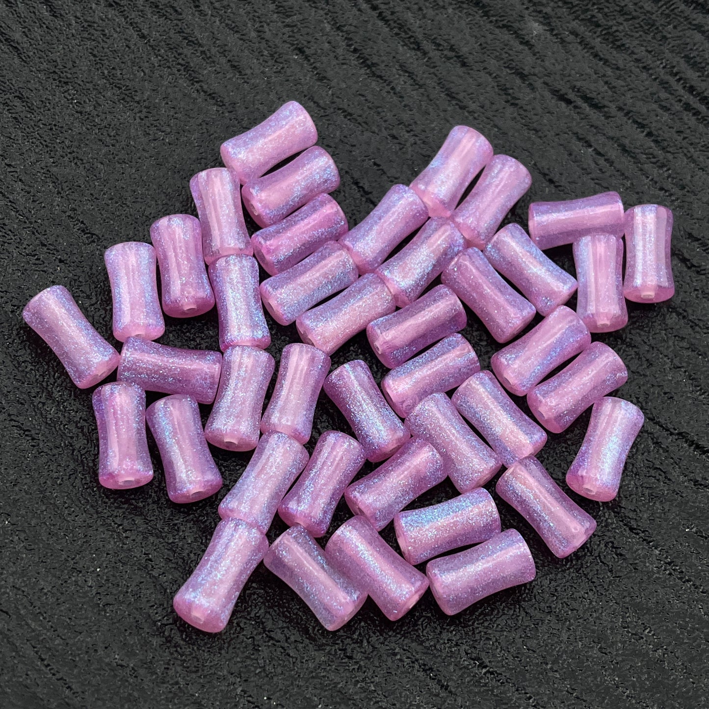 FS2154- 6×12Mm Milky Way Fine Glitter Bamboo - Joint Beads