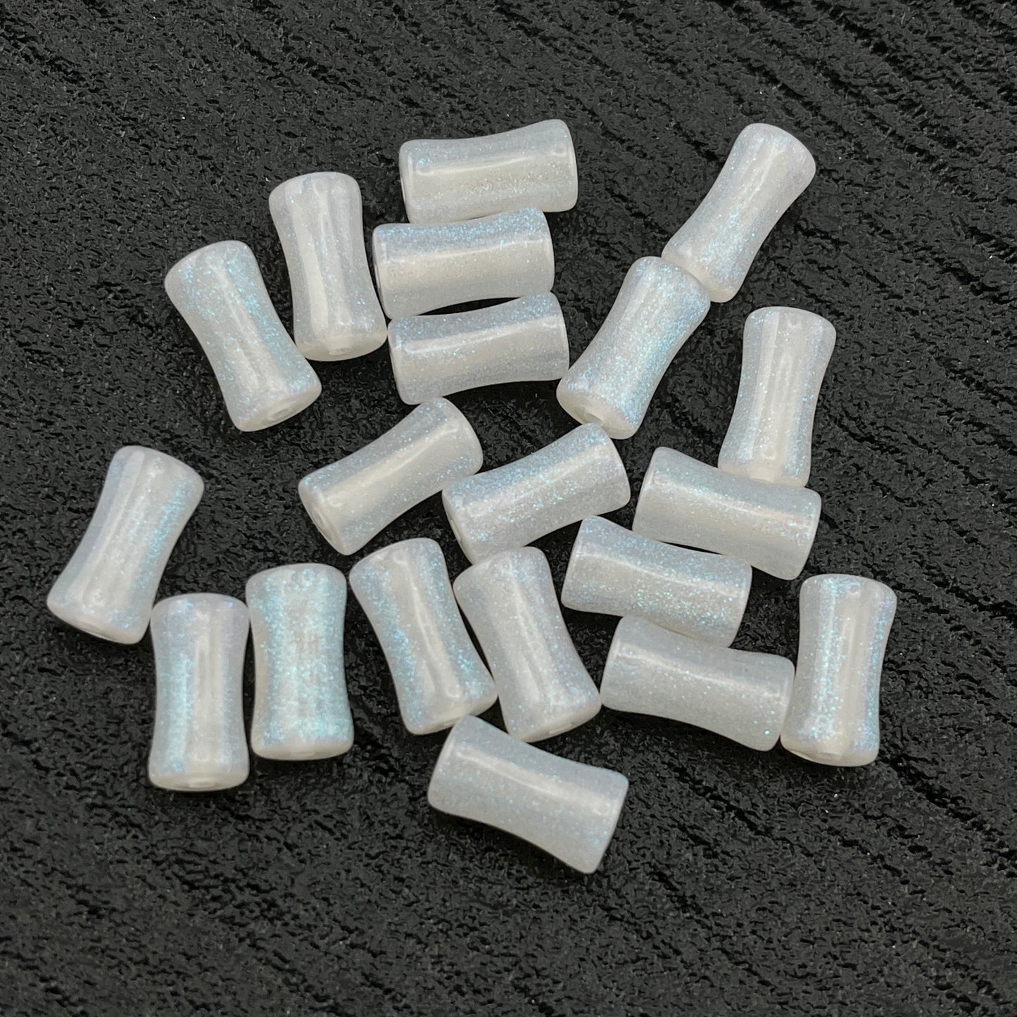 FS2154- 6×12Mm Milky Way Fine Glitter Bamboo - Joint Beads