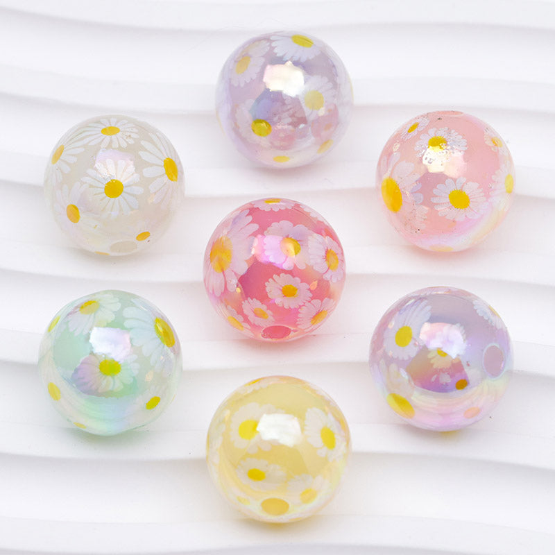 FS0549- 16mm Daisy Print Acrylic Beads