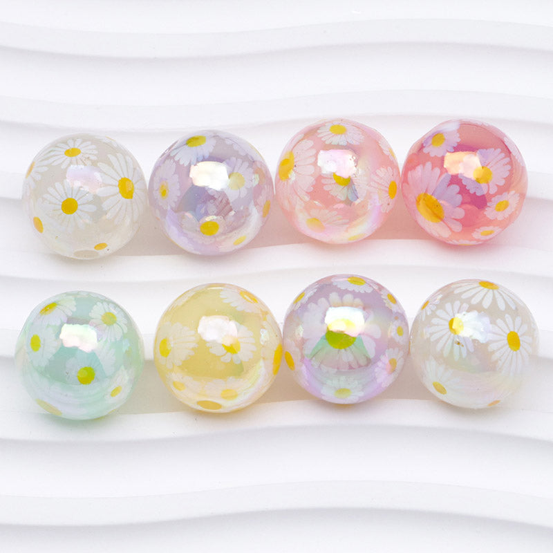 FS0549- 16mm Daisy Print Acrylic Beads