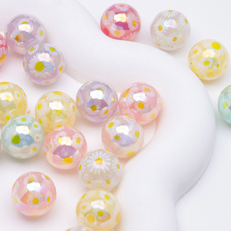 FS0549- 16mm Daisy Print Acrylic Beads