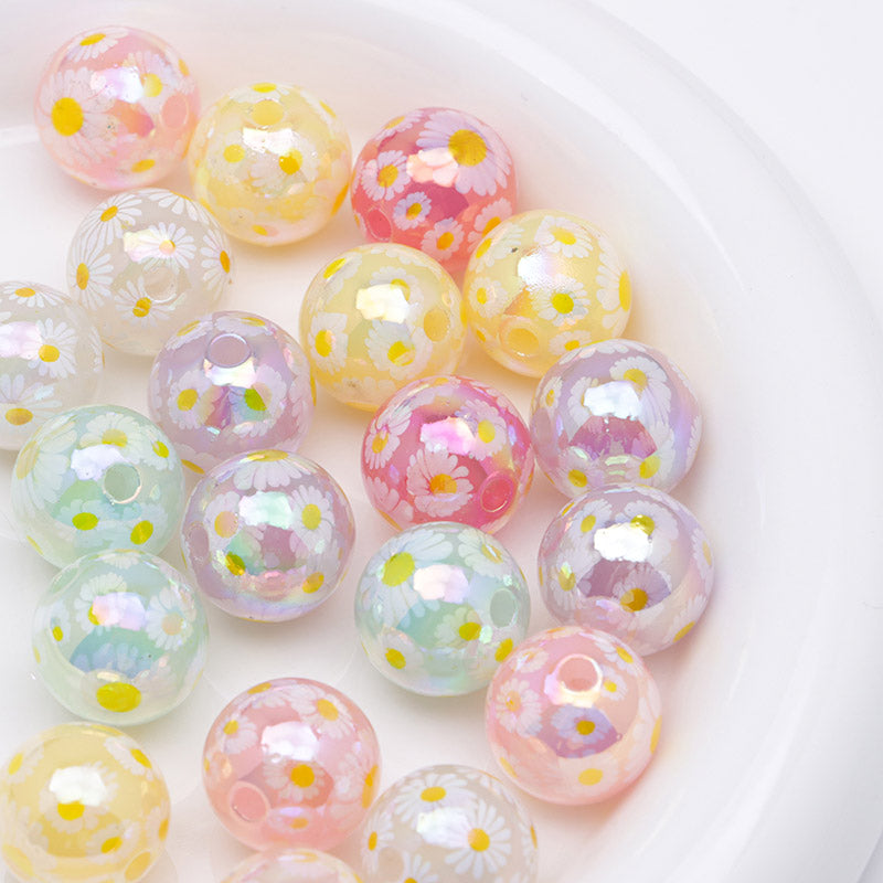 FS0549- 16mm Daisy Print Acrylic Beads