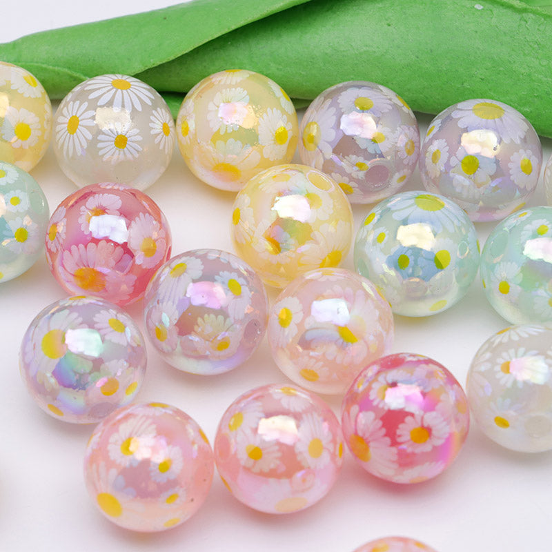 FS0549- 16mm Daisy Print Acrylic Beads