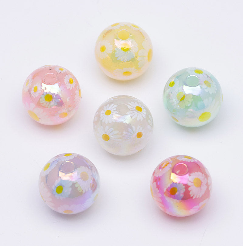 FS0549- 16mm Daisy Print Acrylic Beads