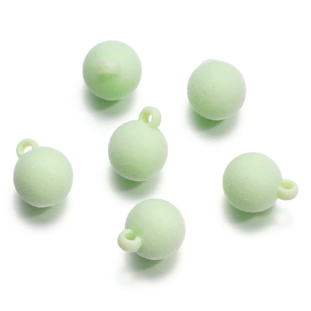 FS0348- 16Mm Round Flocked Beads Charms Acrylic Round Beads For Car Hanging