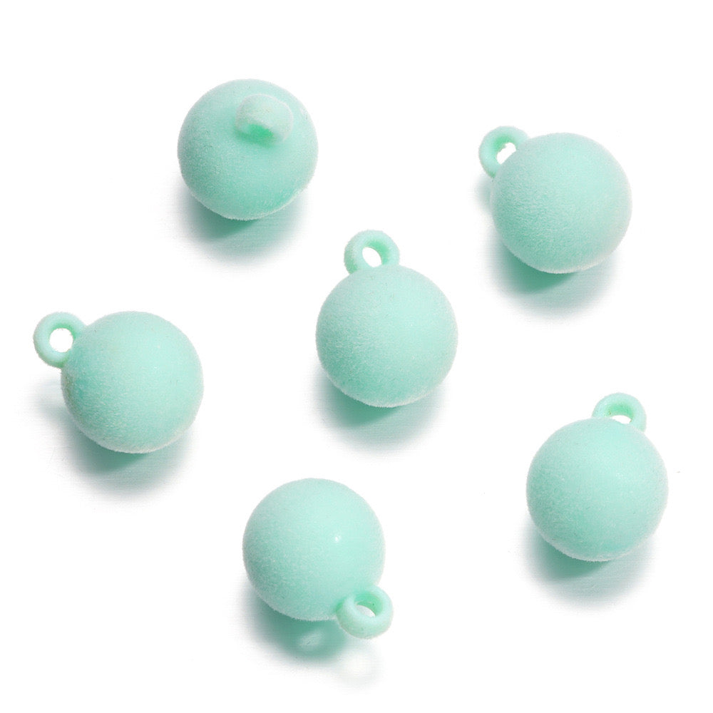 FS0348- 16Mm Round Flocked Beads Charms Acrylic Round Beads For Car Hanging