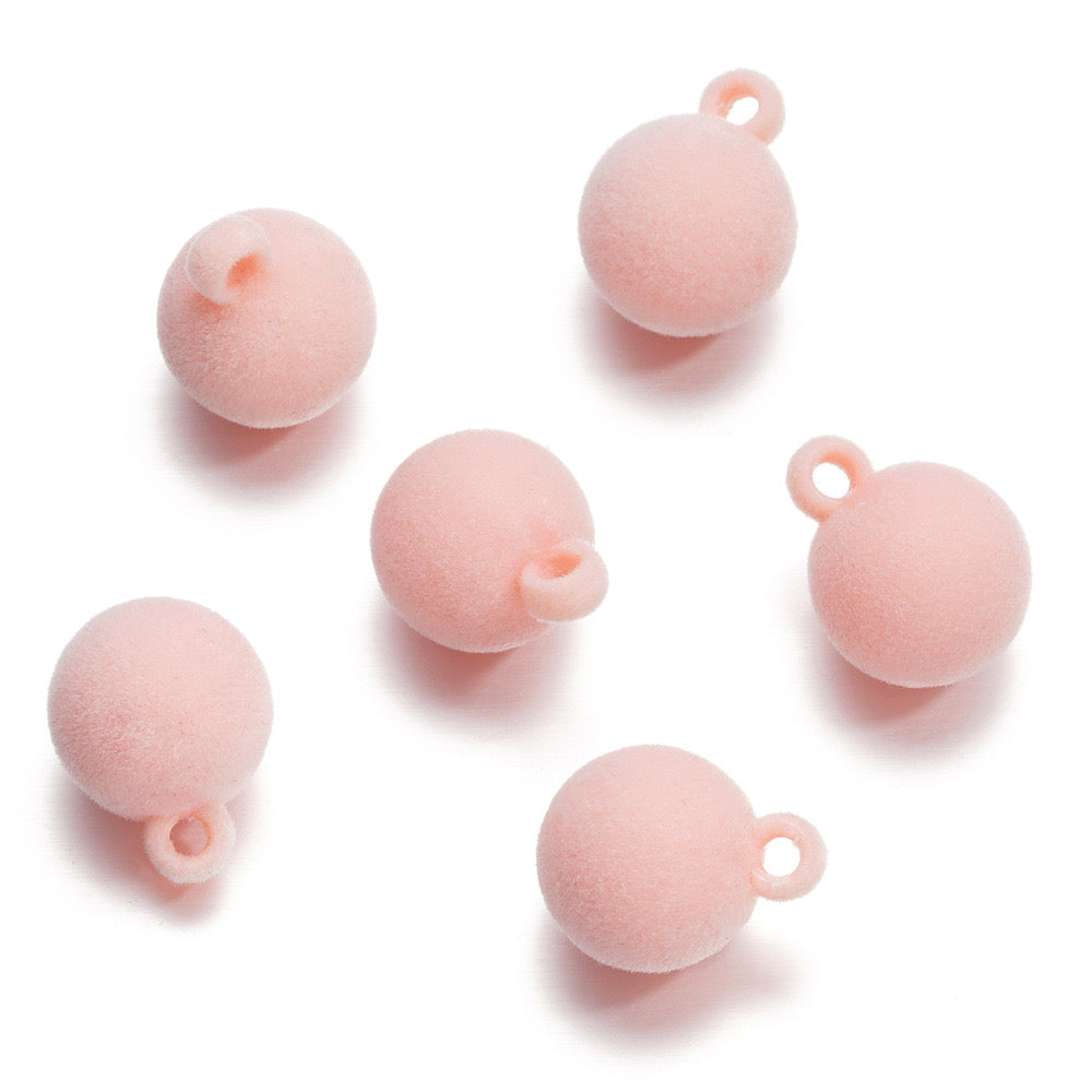 FS0348- 16Mm Round Flocked Beads Charms Acrylic Round Beads For Car Hanging