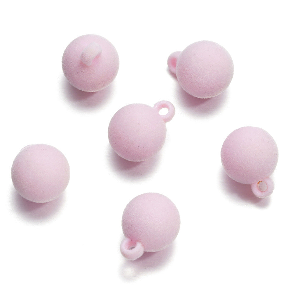 FS0348- 16Mm Round Flocked Beads Charms Acrylic Round Beads For Car Hanging