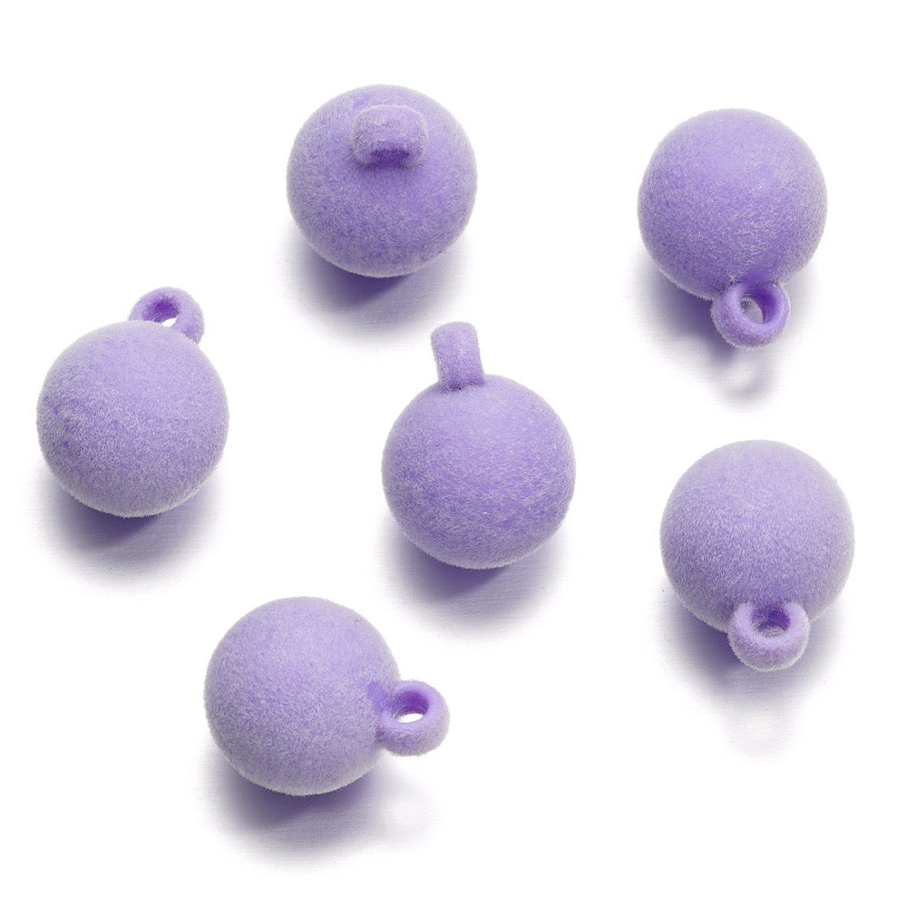 FS0348- 16Mm Round Flocked Beads Charms Acrylic Round Beads For Car Hanging