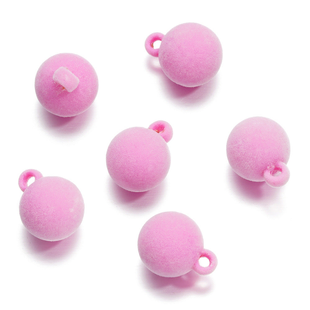 FS0348- 16Mm Round Flocked Beads Charms Acrylic Round Beads For Car Hanging