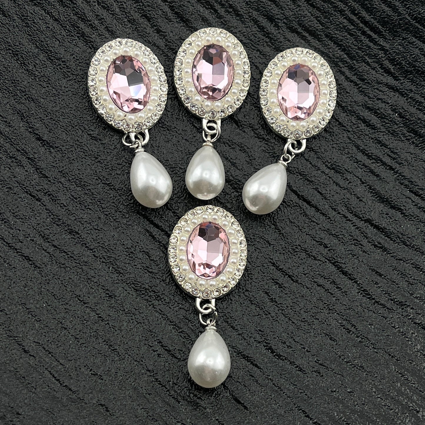 FS2286- Oval Diamonds Crystal Alloy Metal Charms for making fancy beads