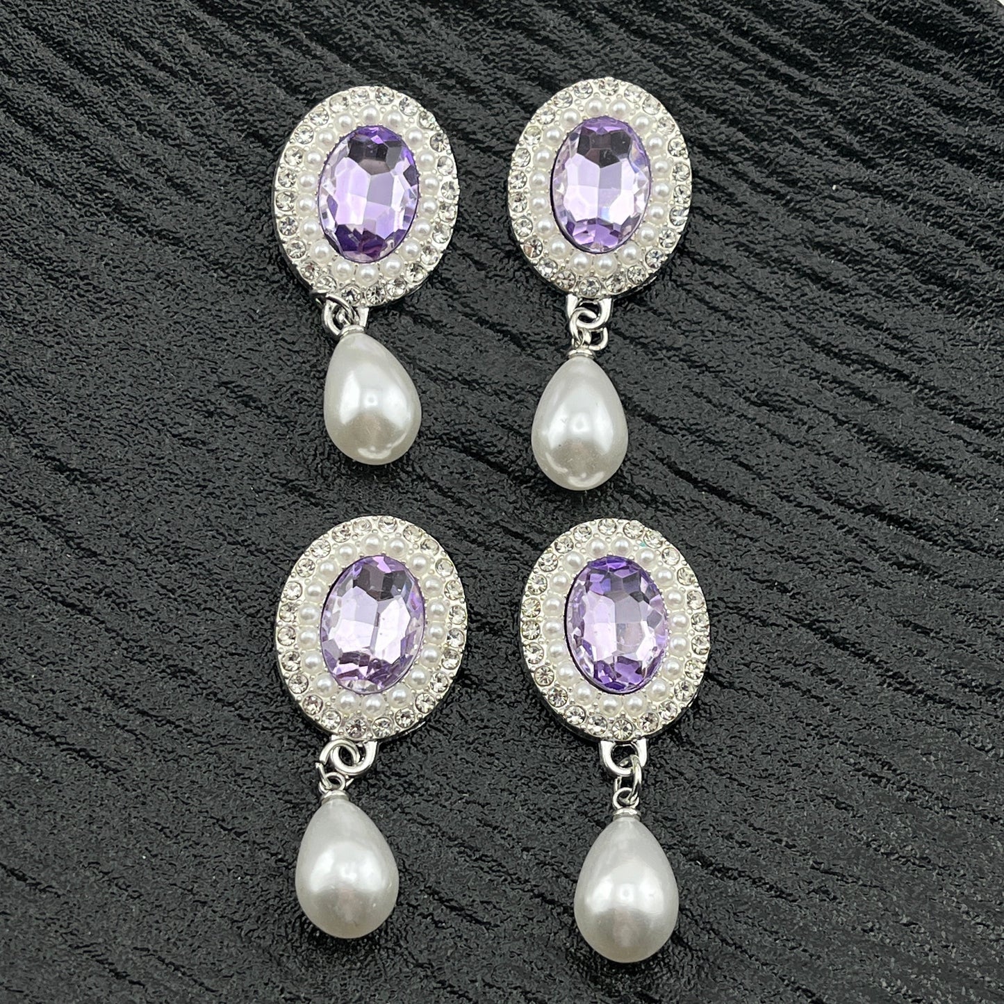 FS2286- Oval Diamonds Crystal Alloy Metal Charms for making fancy beads