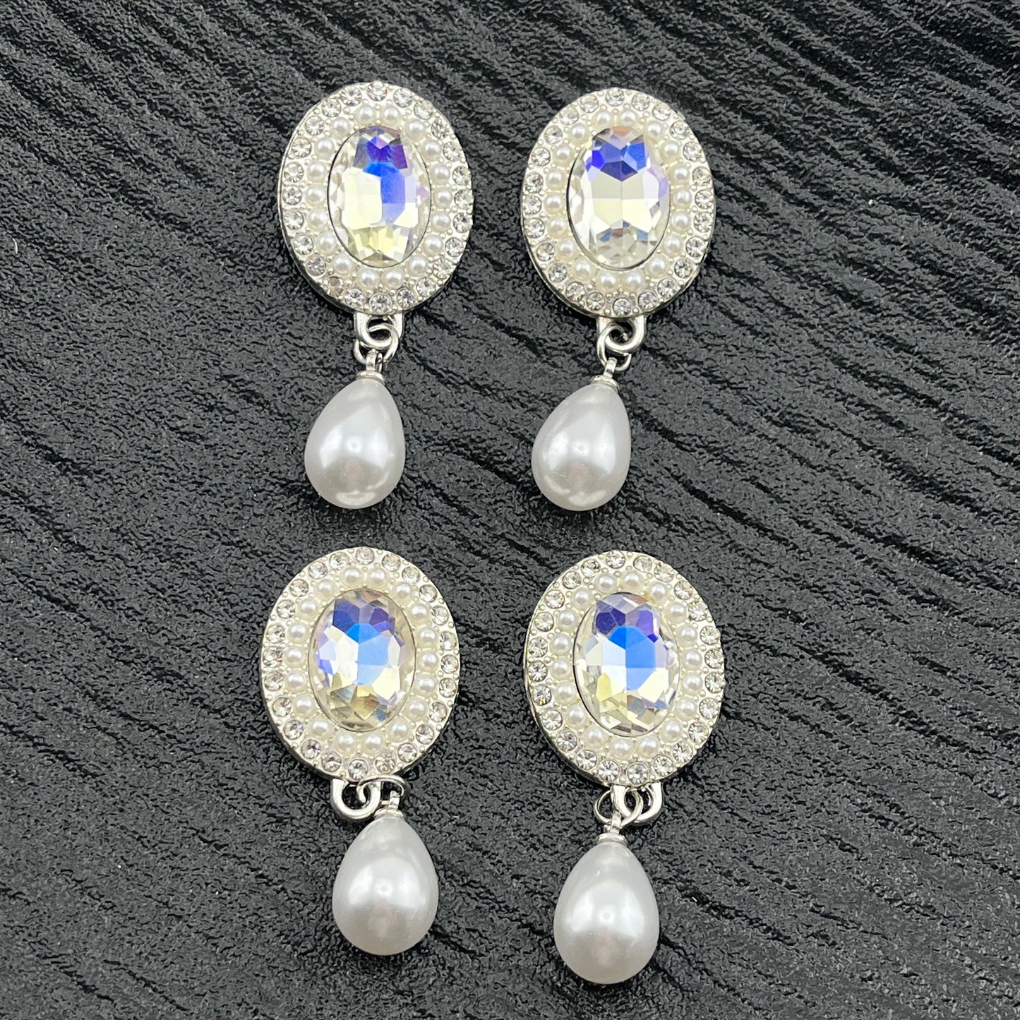FS2286- Oval Diamonds Crystal Alloy Metal Charms for making fancy beads