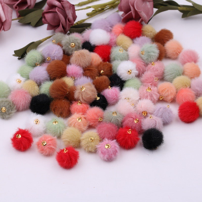 FS0352- 16MM Mixed Color Imitation Mink Plush Beads For Making Car Hangers
