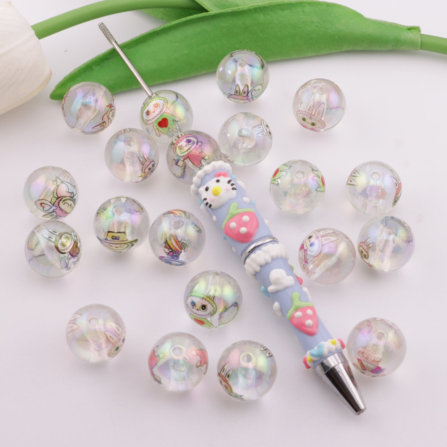 FS5804- 16mm Labubu Transparent Printed Beads