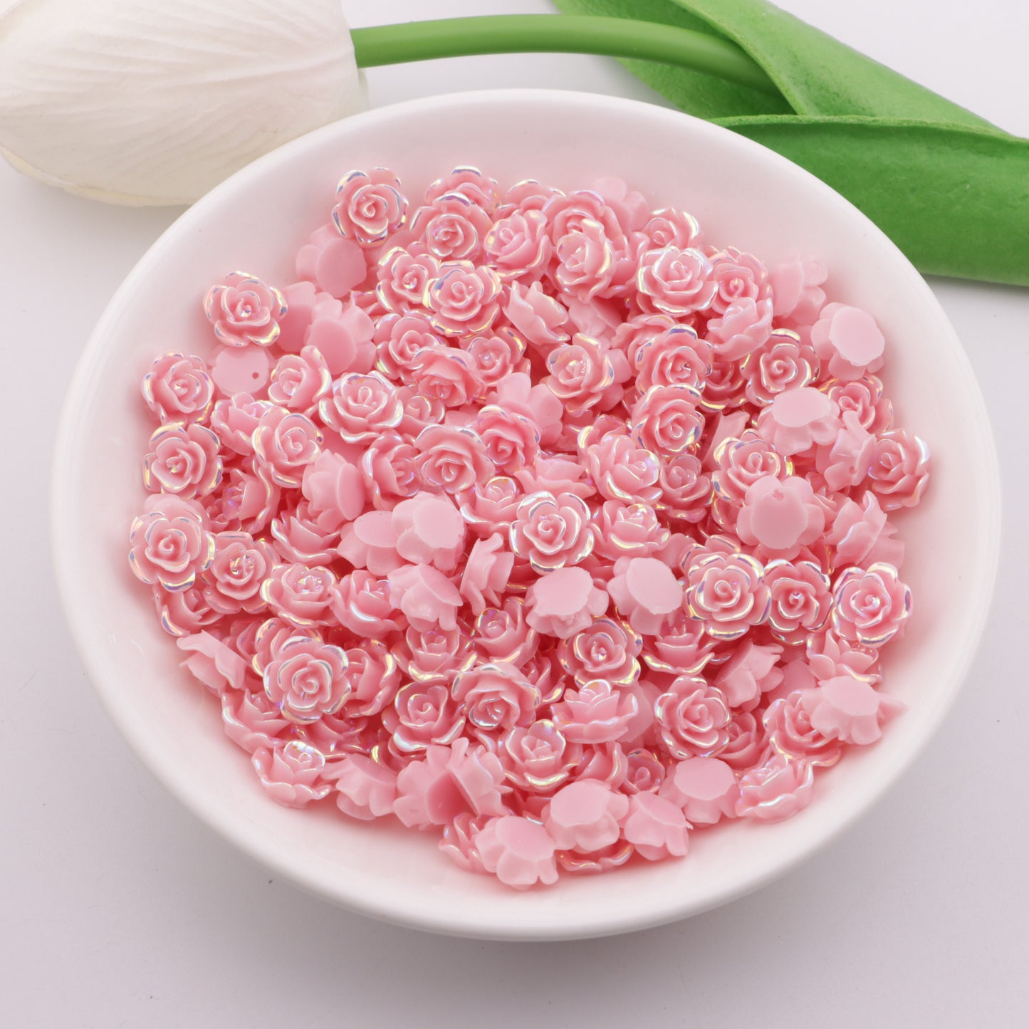 FS3603- 10mm Black White UV Rose Flower Charms Roses