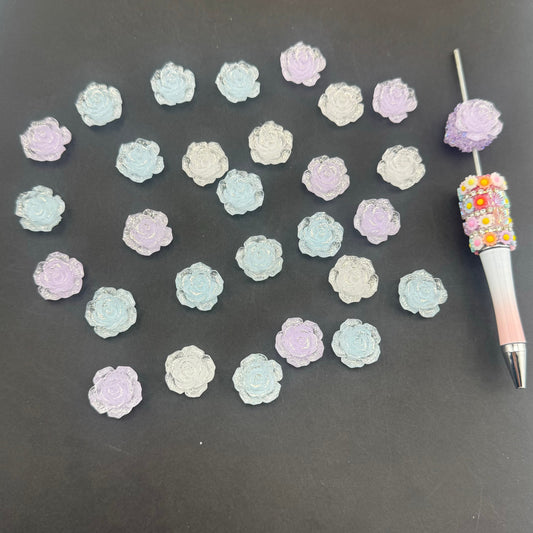 FS0059-18MM Mixed Color Fine Glitter Camellia Flower Resin Accessories For Making Fancy Beads