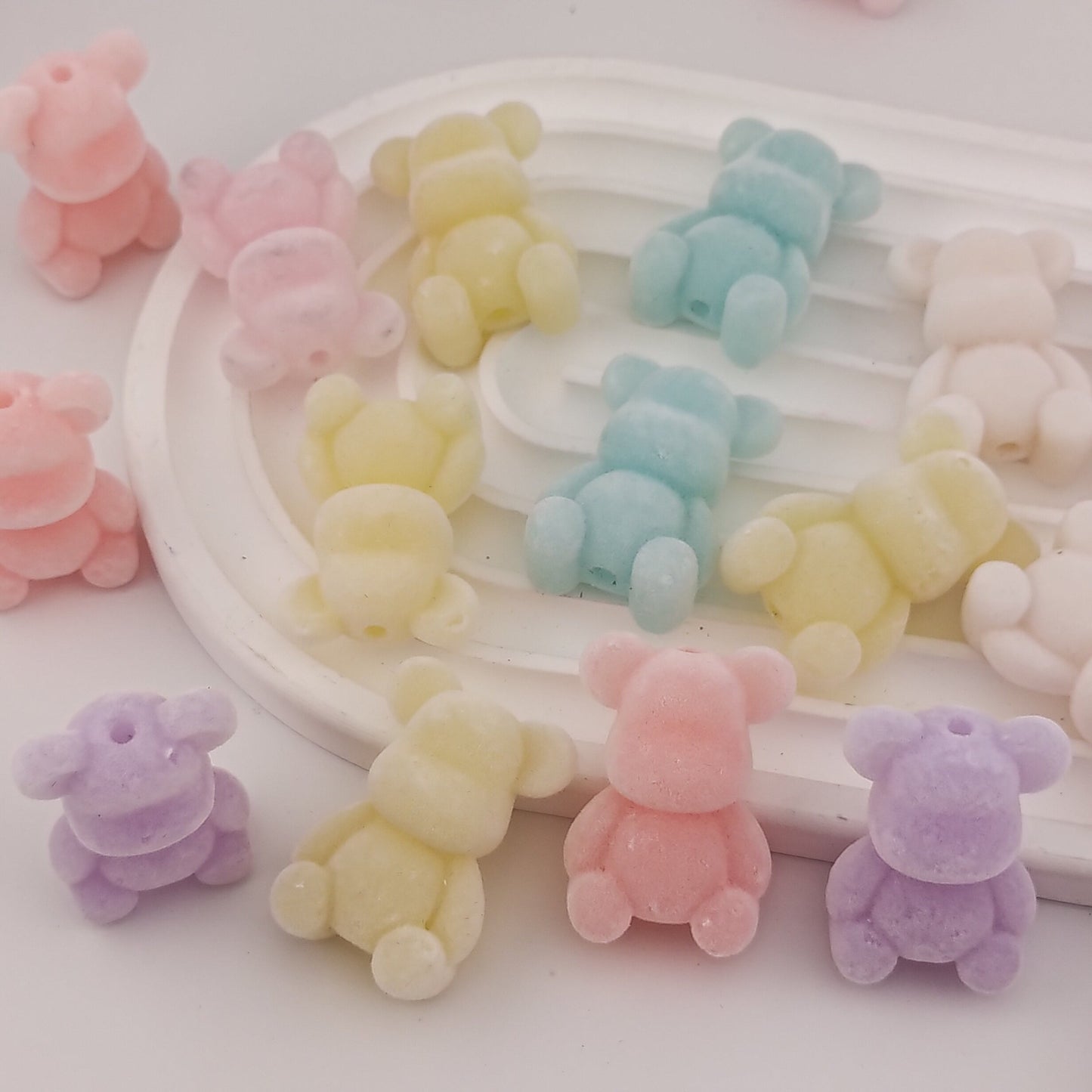 FS0557- 23MM Mixed Color Flocked Bear ShapeBeads Fit For Beadable Pens