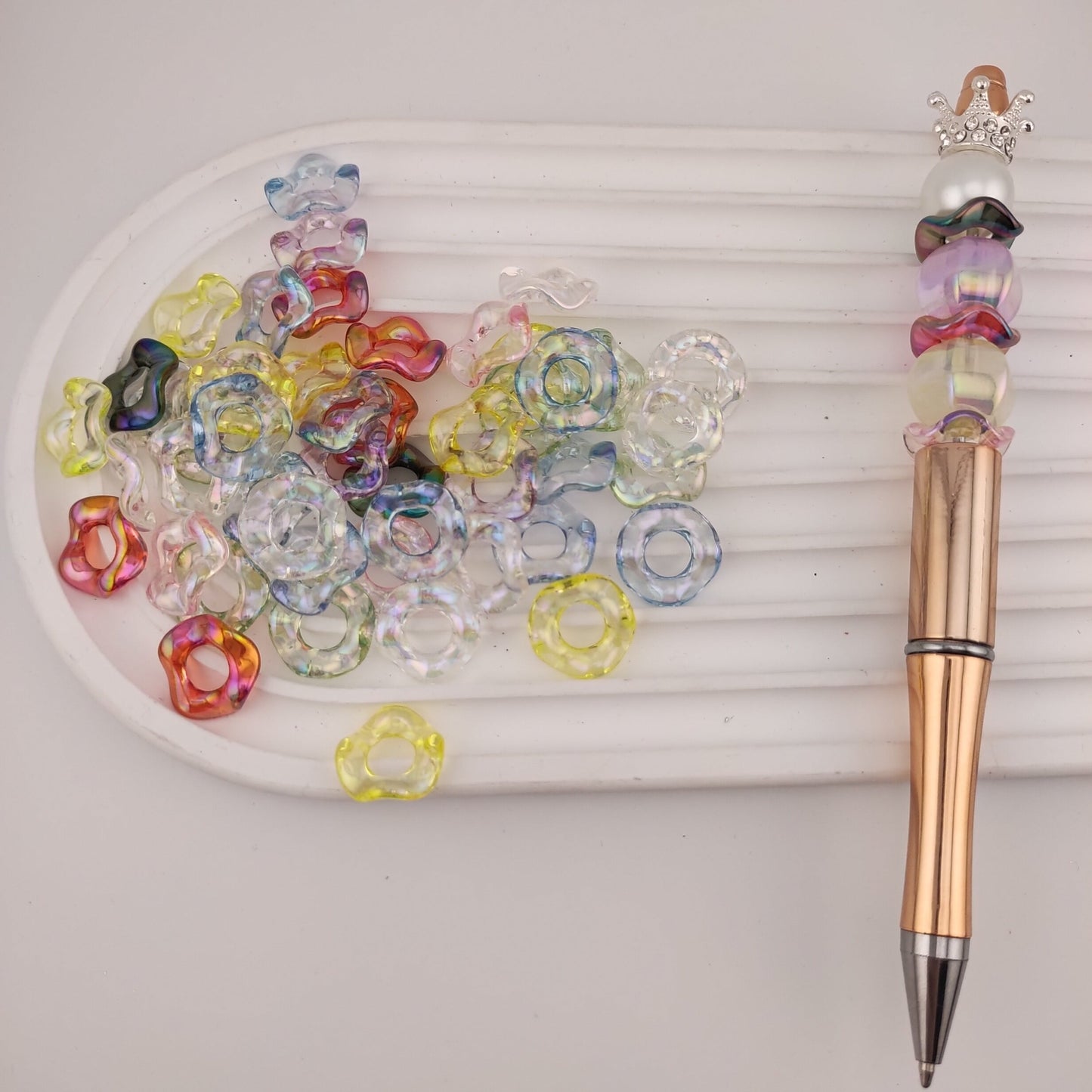 FS1108-16MM Mixed Color WavyPlastic Spacer Fit For Beadspen Beads