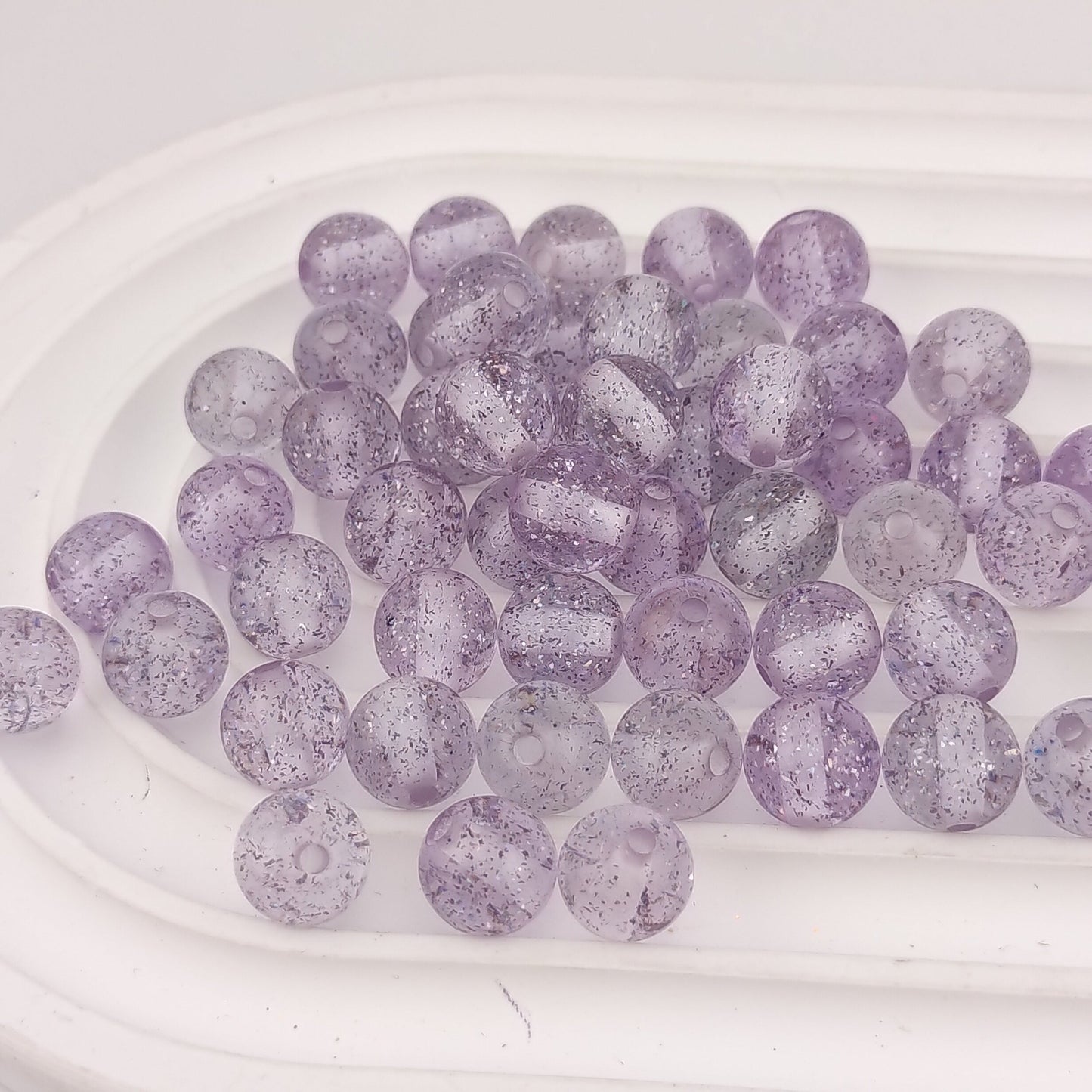 FS1215- 8MM Purple Glitter Resin Beads Fit For Beadable Pens
