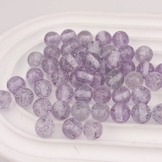 FS1215- 8MM Purple Glitter Resin Beads Fit For Beadable Pens